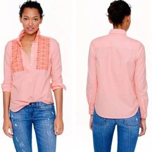 NWOT J Crew Embroidered Neon Stripe Popover Top Size 8